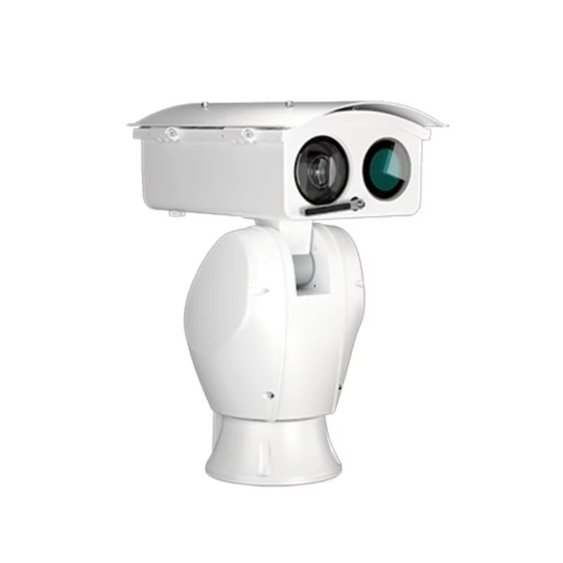 Binocular mid-mounted pan-tilt camera